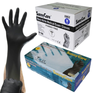 Nitrile Exam Disposable Gloves, Powder Free Black- Medium