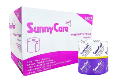 SunnyCare 2 Ply Toilet Tissue 4.2in x 3.75in 100% Wood Pulp